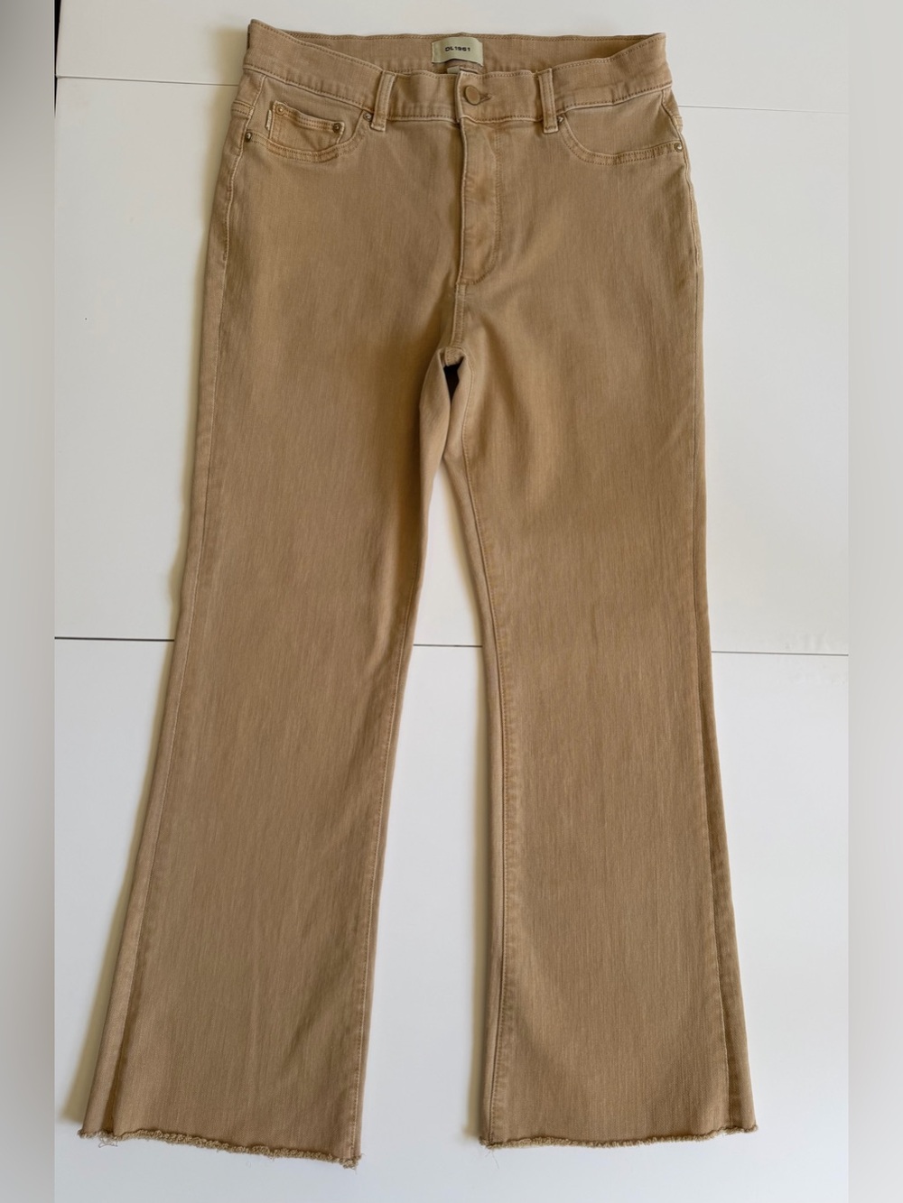 DL1961 Bridget Boot Tan Bootcut Raw Hem Jeans Size 30